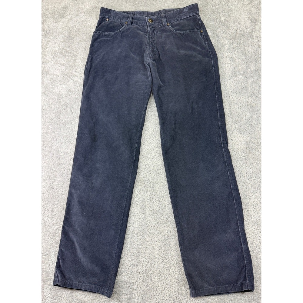 Ermenegildo Zegna Corduroy Pants Mens 32x32.5 Navy Blue Straight Leg Italy Made
